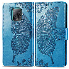 Coque Portefeuille Papillon Livre Cuir Etui Clapet pour Xiaomi Redmi 10X 5G Bleu