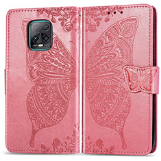Coque Portefeuille Papillon Livre Cuir Etui Clapet pour Xiaomi Redmi 10X 5G Rose Rouge