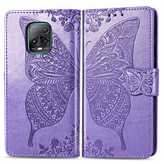 Coque Portefeuille Papillon Livre Cuir Etui Clapet pour Xiaomi Redmi 10X 5G Violet Clair