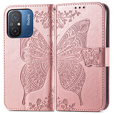 Coque Portefeuille Papillon Livre Cuir Etui Clapet pour Xiaomi Redmi 11A 4G Rose