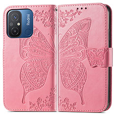 Coque Portefeuille Papillon Livre Cuir Etui Clapet pour Xiaomi Redmi 11A 4G Rose Rouge