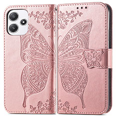 Coque Portefeuille Papillon Livre Cuir Etui Clapet pour Xiaomi Redmi 12 5G Or Rose
