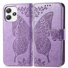 Coque Portefeuille Papillon Livre Cuir Etui Clapet pour Xiaomi Redmi 12 5G Violet Clair