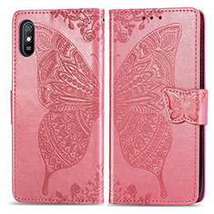 Coque Portefeuille Papillon Livre Cuir Etui Clapet pour Xiaomi Redmi 9AT Rose Rouge