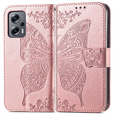Coque Portefeuille Papillon Livre Cuir Etui Clapet pour Xiaomi Redmi Note 11T Pro+ Plus 5G Rose