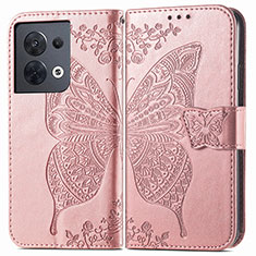 Coque Portefeuille Papillon Livre Cuir Etui Clapet pour Xiaomi Redmi Note 13 Pro 5G Rose
