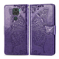Coque Portefeuille Papillon Livre Cuir Etui Clapet pour Xiaomi Redmi Note 9 Violet