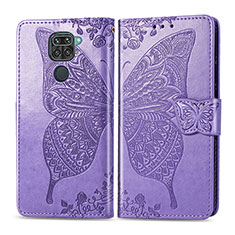Coque Portefeuille Papillon Livre Cuir Etui Clapet pour Xiaomi Redmi Note 9 Violet Clair