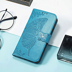 Coque Portefeuille Papillon Livre Cuir Etui Clapet S01D pour Huawei Honor Magic5 Pro 5G Bleu