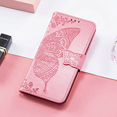 Coque Portefeuille Papillon Livre Cuir Etui Clapet S01D pour Huawei Honor Magic5 Pro 5G Rose Rouge