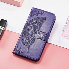 Coque Portefeuille Papillon Livre Cuir Etui Clapet S01D pour Samsung Galaxy M13 4G Violet