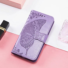 Coque Portefeuille Papillon Livre Cuir Etui Clapet S01D pour Samsung Galaxy M13 5G Violet Clair