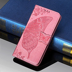Coque Portefeuille Papillon Livre Cuir Etui Clapet S01D pour Samsung Galaxy S21 Ultra 5G Rose Rouge