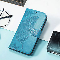Coque Portefeuille Papillon Livre Cuir Etui Clapet S01D pour Samsung Galaxy XCover 6 Pro 5G Bleu