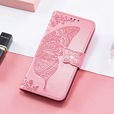 Coque Portefeuille Papillon Livre Cuir Etui Clapet S01D pour Samsung Galaxy XCover 6 Pro 5G Rose Rouge