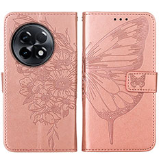 Coque Portefeuille Papillon Livre Cuir Etui Clapet Y01B pour OnePlus 11R 5G Or Rose