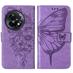Coque Portefeuille Papillon Livre Cuir Etui Clapet Y01B pour OnePlus 11R 5G Violet Clair