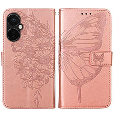 Coque Portefeuille Papillon Livre Cuir Etui Clapet Y01B pour OnePlus Nord CE 3 5G Or Rose
