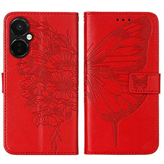 Coque Portefeuille Papillon Livre Cuir Etui Clapet Y01B pour OnePlus Nord CE 3 5G Rouge
