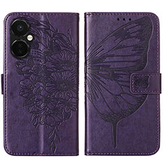 Coque Portefeuille Papillon Livre Cuir Etui Clapet Y01B pour OnePlus Nord CE 3 5G Violet