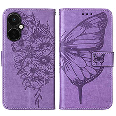Coque Portefeuille Papillon Livre Cuir Etui Clapet Y01B pour OnePlus Nord CE 3 5G Violet Clair