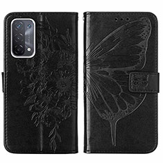 Coque Portefeuille Papillon Livre Cuir Etui Clapet Y01B pour OnePlus Nord N200 5G Noir