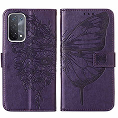 Coque Portefeuille Papillon Livre Cuir Etui Clapet Y01B pour OnePlus Nord N200 5G Violet