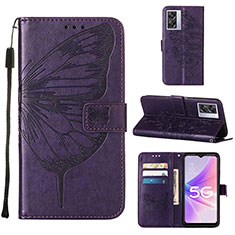 Coque Portefeuille Papillon Livre Cuir Etui Clapet Y01B pour OnePlus Nord N300 5G Violet