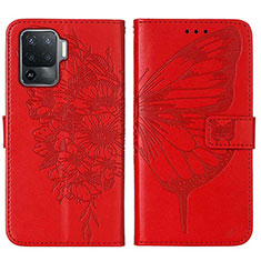 Coque Portefeuille Papillon Livre Cuir Etui Clapet Y01B pour Oppo A94 4G Rouge