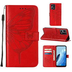 Coque Portefeuille Papillon Livre Cuir Etui Clapet Y01B pour Oppo F21s Pro 4G Rouge