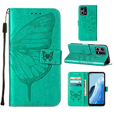 Coque Portefeuille Papillon Livre Cuir Etui Clapet Y01B pour Oppo F21s Pro 4G Vert
