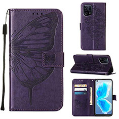 Coque Portefeuille Papillon Livre Cuir Etui Clapet Y01B pour Oppo Find X5 5G Violet