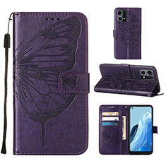Coque Portefeuille Papillon Livre Cuir Etui Clapet Y01B pour Oppo Reno7 4G Violet