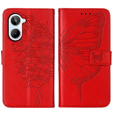Coque Portefeuille Papillon Livre Cuir Etui Clapet Y01B pour Realme 10 4G Rouge