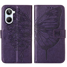 Coque Portefeuille Papillon Livre Cuir Etui Clapet Y01B pour Realme 10 4G Violet