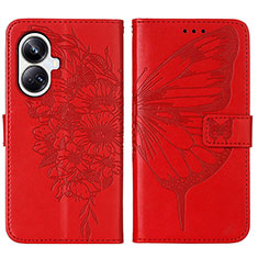 Coque Portefeuille Papillon Livre Cuir Etui Clapet Y01B pour Realme 10 Pro+ Plus 5G Rouge
