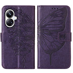 Coque Portefeuille Papillon Livre Cuir Etui Clapet Y01B pour Realme 10 Pro+ Plus 5G Violet