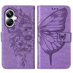 Coque Portefeuille Papillon Livre Cuir Etui Clapet Y01B pour Realme 10 Pro+ Plus 5G Violet Clair