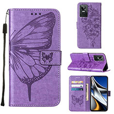 Coque Portefeuille Papillon Livre Cuir Etui Clapet Y01B pour Realme GT Neo3 5G Violet Clair