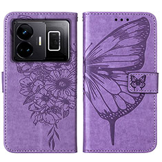 Coque Portefeuille Papillon Livre Cuir Etui Clapet Y01B pour Realme GT Neo5 5G Violet Clair