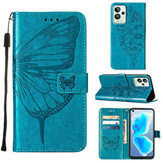 Coque Portefeuille Papillon Livre Cuir Etui Clapet Y01B pour Realme GT2 Pro 5G Bleu