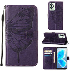 Coque Portefeuille Papillon Livre Cuir Etui Clapet Y01B pour Realme GT2 Pro 5G Violet