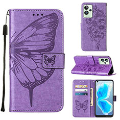Coque Portefeuille Papillon Livre Cuir Etui Clapet Y01B pour Realme GT2 Pro 5G Violet Clair