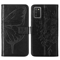 Coque Portefeuille Papillon Livre Cuir Etui Clapet Y01B pour Samsung Galaxy A02s Noir