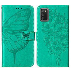 Coque Portefeuille Papillon Livre Cuir Etui Clapet Y01B pour Samsung Galaxy A02s Vert