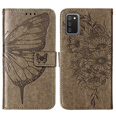 Coque Portefeuille Papillon Livre Cuir Etui Clapet Y01B pour Samsung Galaxy A03s Gris