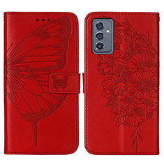 Coque Portefeuille Papillon Livre Cuir Etui Clapet Y01B pour Samsung Galaxy A05s Rouge