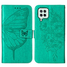 Coque Portefeuille Papillon Livre Cuir Etui Clapet Y01B pour Samsung Galaxy A22 4G Vert