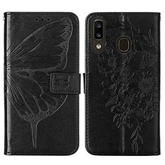 Coque Portefeuille Papillon Livre Cuir Etui Clapet Y01B pour Samsung Galaxy A30 Noir