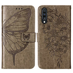 Coque Portefeuille Papillon Livre Cuir Etui Clapet Y01B pour Samsung Galaxy A50 Gris